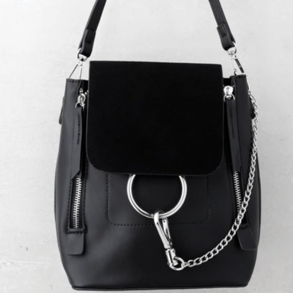 Lulus black leather backpack/bag - brand new